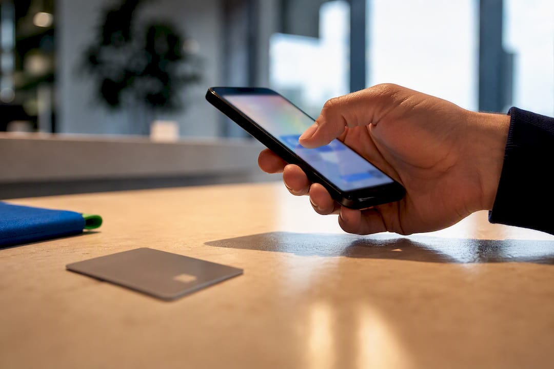 Hand geeft online betaling op apparaat vrij